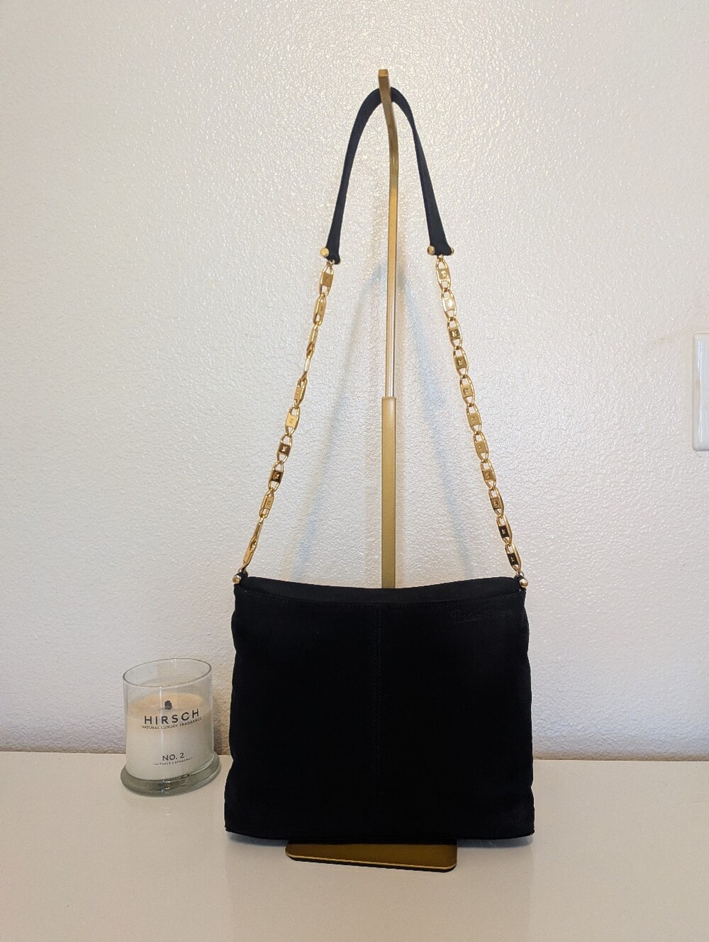 Poloma Picasso Black Long Drop Gold Chain Shoulder Bag Euc - Picture 8 of 10